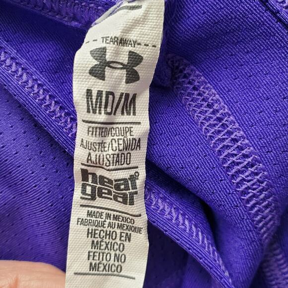 Under Armour HeatGear® Racerback Tank Top Deep Purple White Katfight logo Size M - Picture 8 of 12